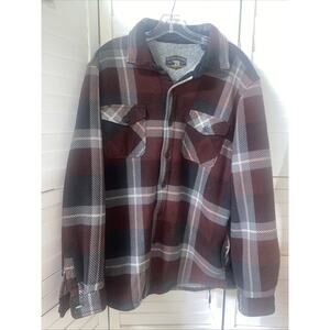 Freedom Foundry Mens X-Large Fleece Plaid Sherpa Lined Shacket Jacket
